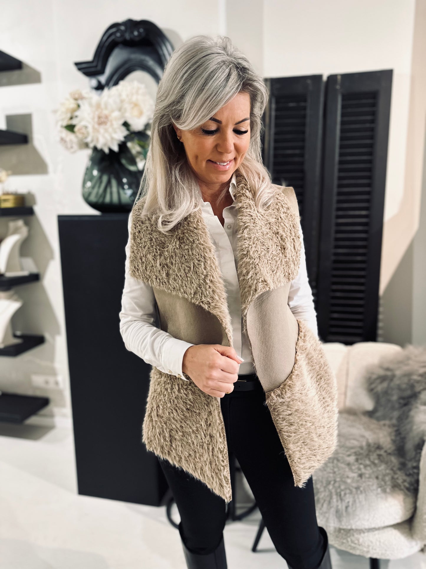 Bodywarmer Laura Beige, Taupe & Mokka