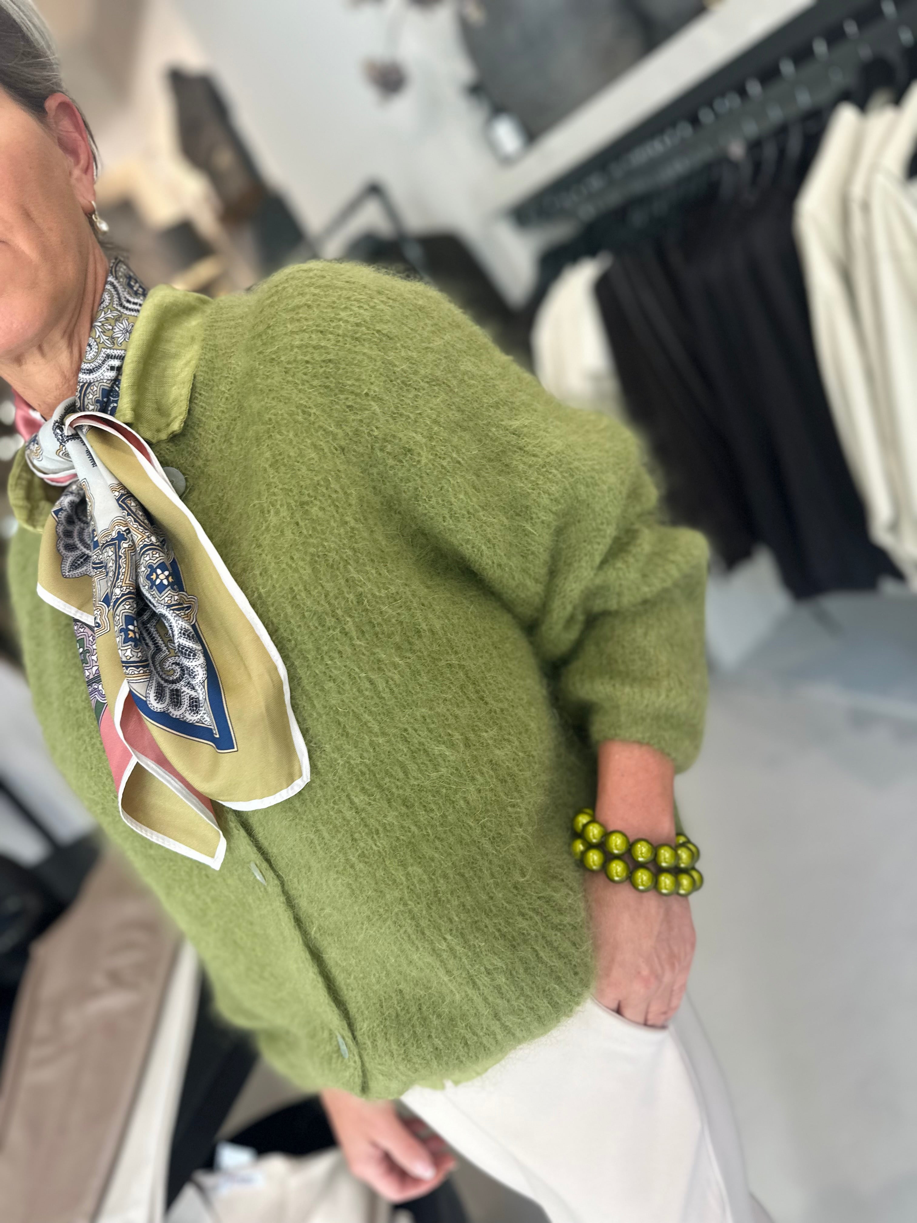 Vest Mohair Olijf