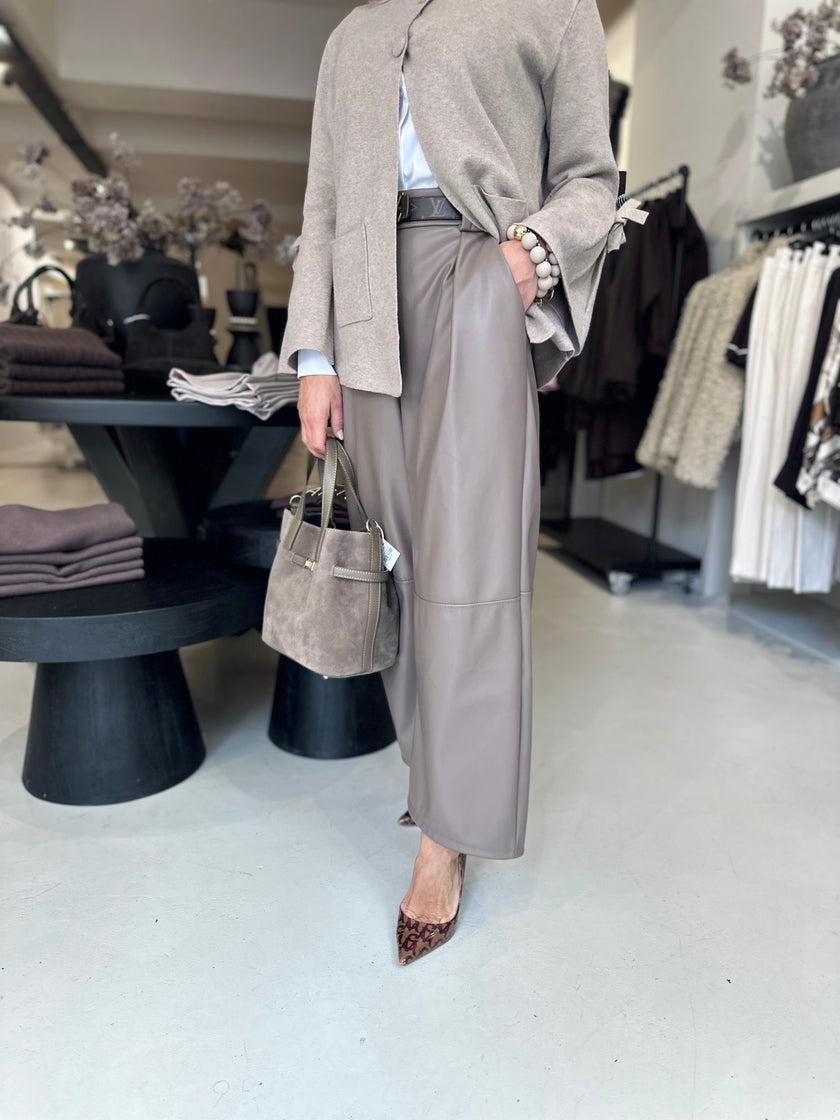 Pants Livia leather look Taupe