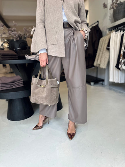 Pantalon Livia lederlook Taupe