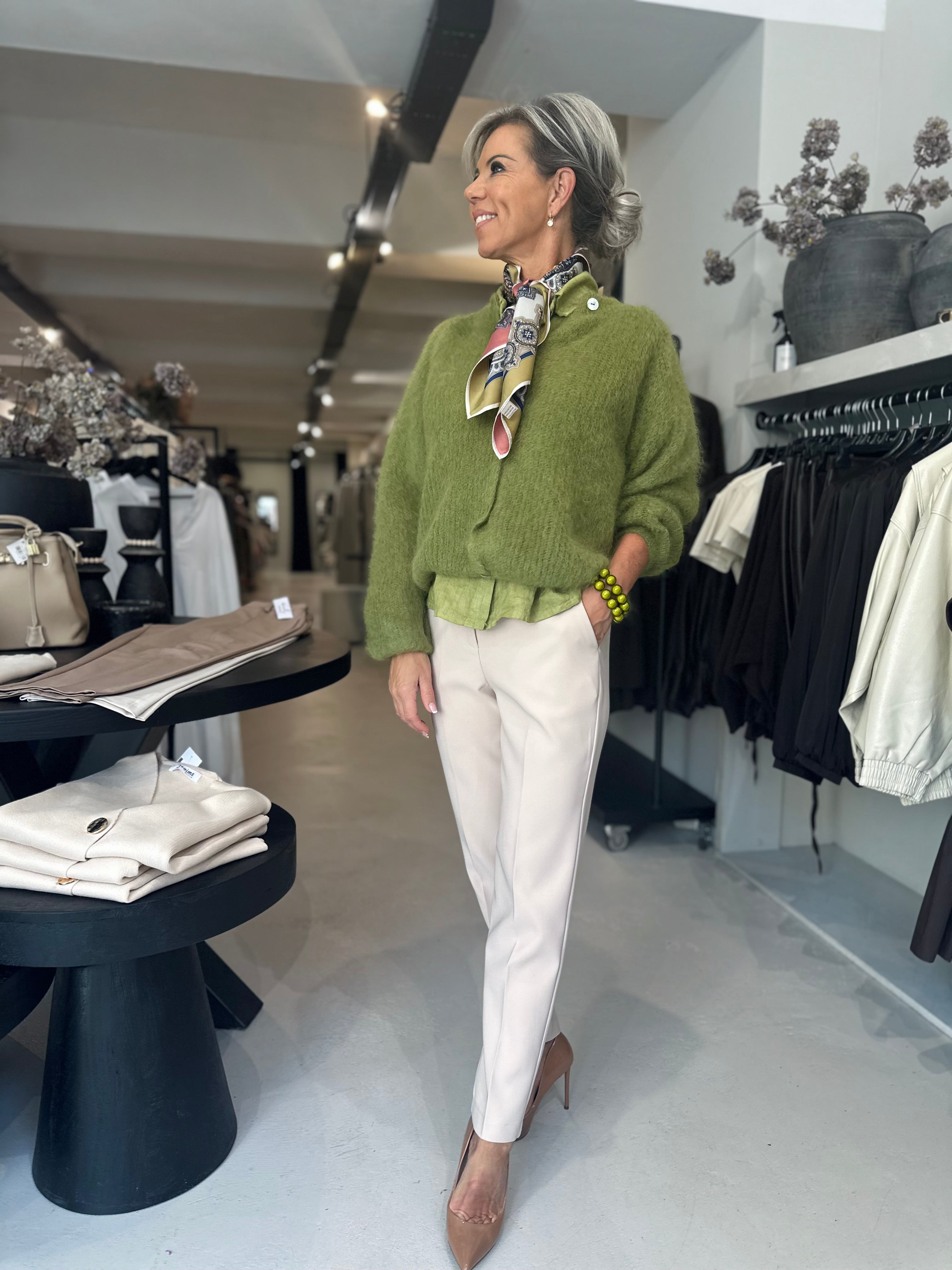 Vest Mohair Olijf