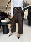 Pantalon Livia lederlook Bruin